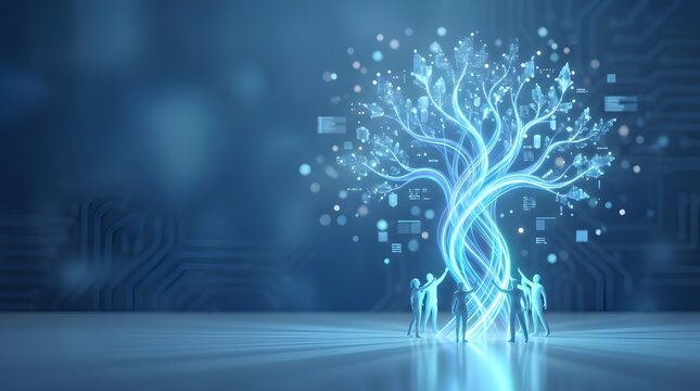 Digital Innovation Tree Representing AI Growth and Connected Technology Ecosystem