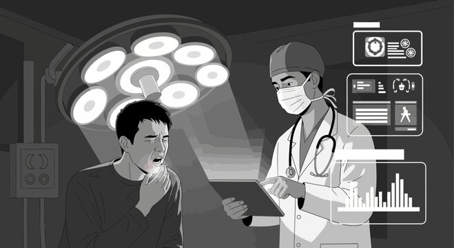 Medical Consultation Demonstrating Healthcare Technology And Patient Diagnosis In A Clinic