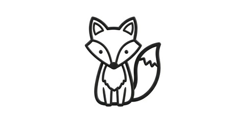 Fototapeta premium Cute sitting fox line art illustration in minimal style