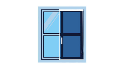 Obraz premium Minimalist Vector Illustration of a Window with a Blackout Roller Blind for Light Control and Interior Privacy