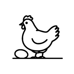 Fototapeta premium A simple line drawing of a chicken standing next to an egg on a horizontal ground line art image