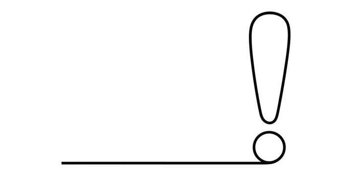 Simple black outline exclamation mark icon on a horizontal line