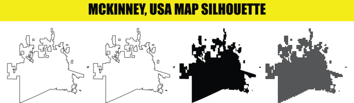 Mckinney usa map silhouette vector illustration representing texas city boundary shape for urban design projects.