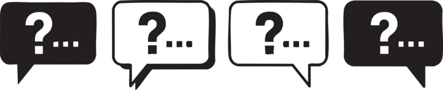 Black question mark on white background in a row symbols question mark simple minimalist