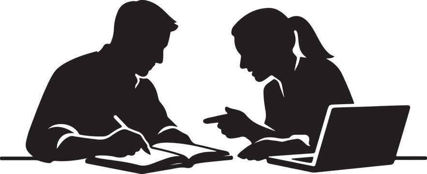 Two Colleagues Collaborating and Discussing Work at Desk
