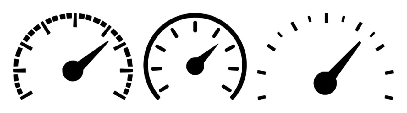 Accelerator speed icon set with solid black icon on white background featuring accelerator, speed, iconography with technology and transportation