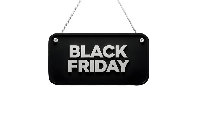 Black friday sale hanging sign on chains as PNG cutout