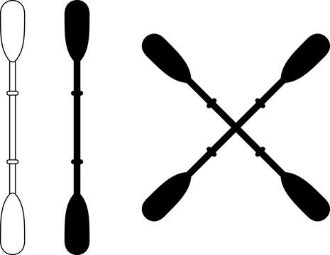 Boat oars icons set. Types of oars. Oars Bundle Silhouette. Vector rowing, plastic, Wooden Boat Oars vector illustrations.