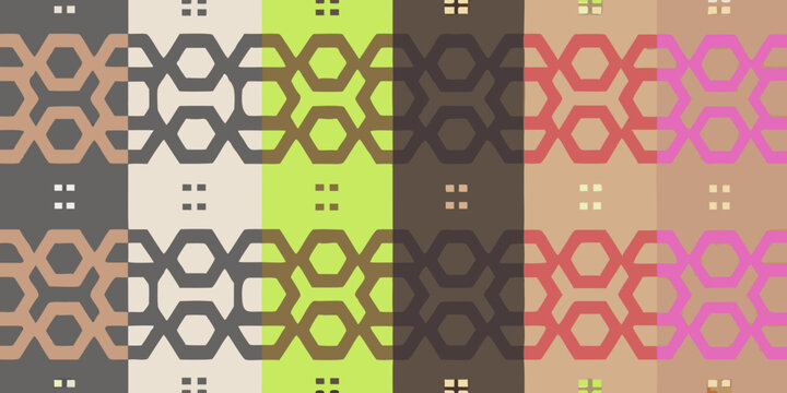 hexagonal grid pattern in colorful stripes geometric