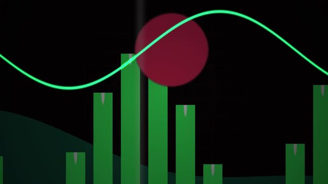 Abstract digital financial analysis green line and chart elements