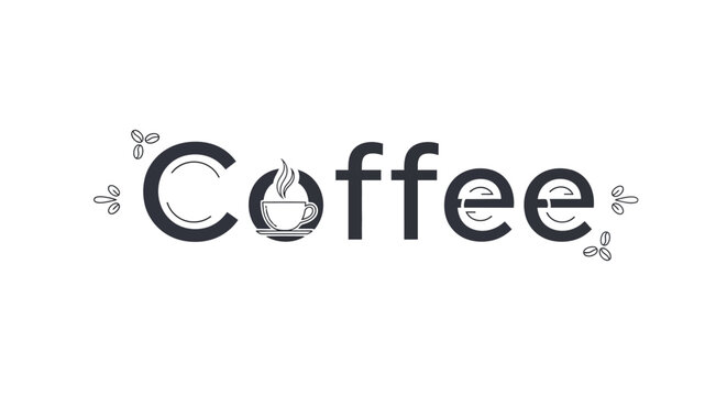 A stylized illustration of coffee text.