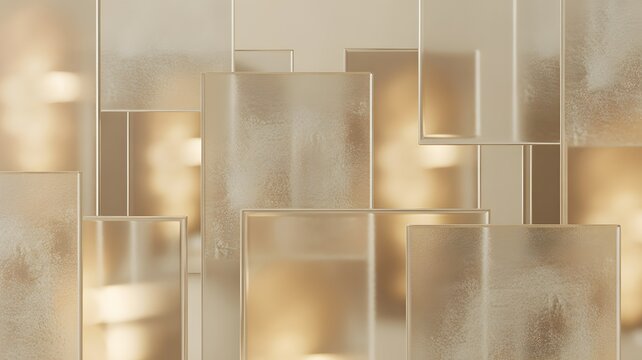 rectangular panels with frosted glass effect rectangles abstract modern scenic background beige