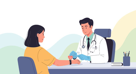 Fototapeta premium Medical Consultation Demonstrating Vital Sign Monitoring and Modern Healthcare Practices