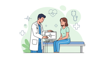 Fototapeta premium Medical Consultation Demonstrating Vital Signs and Analysis of Electrocardiogram Readings