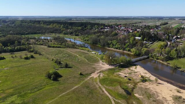 Landscape of Mazovia, meadows and hills above the Pilica River.