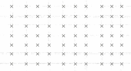 Fototapeta premium Abstract minimalist seamless pattern featuring a repeating grid of small grey cross marks on a clean white background, perfect for modern digital design elements and technology themes