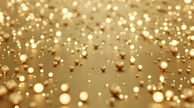golden spheres scattered on reflective surface gold balls shiny abstract artistic background