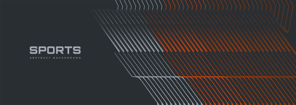 Modern sports banner design with diagonal orange and gray lines. Abstract sports background. Vector illustration