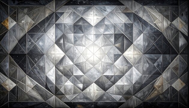 Abstract geometric pattern of light and shadow, featuring a central bright diamond shape and multiple tessellated triangles