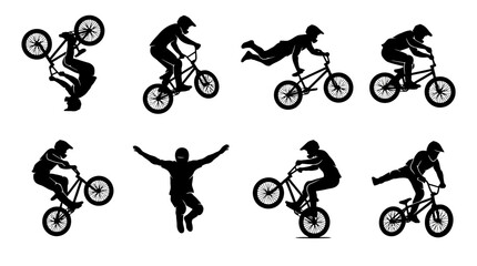 Fototapeta premium BMX riders performing various stunts and tricks.