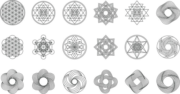 Sacred Geometry Icons, Abstract Mandalas and Spiritual Line Art
