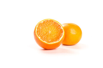 Fototapeta premium Fresh Orange Halves on White Background - Studio Food Photography