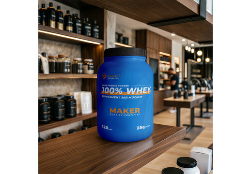 Supplement Powder Jar Mockup for Editorial Layout and Brand Communication