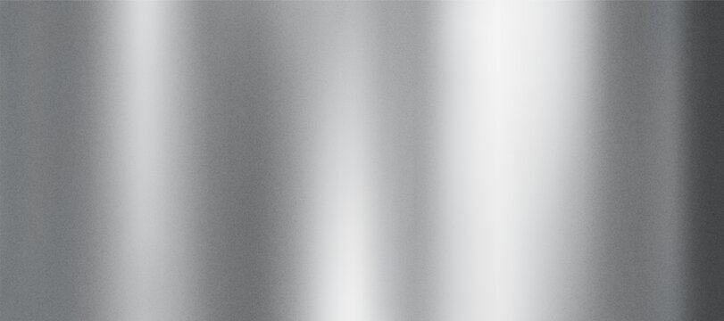 3D silver metal gradient background with chrome foil and grunge rough gradation texture. Glossy stainless steel surface with mirror reflection and smooth sheen. Realistic shiny vector bg in Y2K style