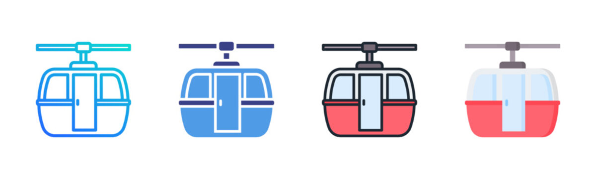 Cable Car Icon Set Multiple Style Collection