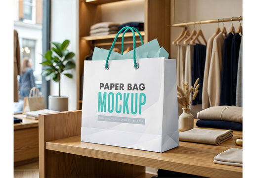 Paper Bag Mockup Design for Print Media and Digital Marketing