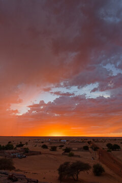 Sunset on the hill of Ouadane in Mauritania