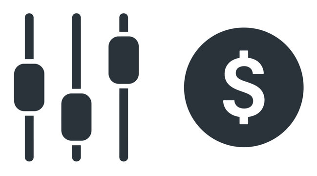 Icons representing settings, adjustments, and financial cost or pricing controls.
