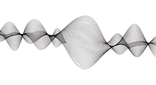 Abstract sound wave visualization pattern representing audio signal frequency on white background with frequency technology visualization waveform electronic communication vibration connection