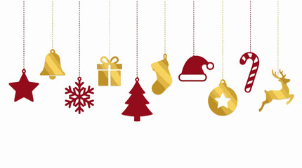Hanging christmas icons. Christmas and New year greetings © Sohel