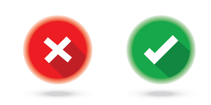 checkmark and x or confirm and deny circle icon button flat for apps and websites symbol, icon checkmark choice, checkbox button for choose, circle answer box for checklist, approval check sign button
