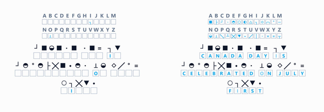 Coded message layout for Canada Day celebration theme  
