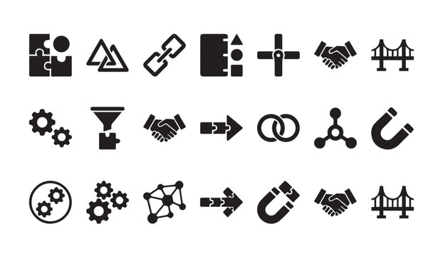 Industrial and engineering management icon set with engineering, industry