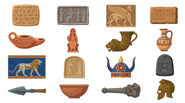 Ancient Civilization Artifacts Display.