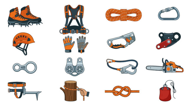 Climbing equipment and gear tools.
