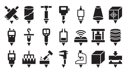 Industrial testing and construction measurement icons set with arrows, industry © Vector Galaxy