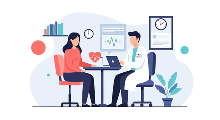 Fototapeta premium Medical Consultation Illustrative: A Doctor Examining a Patient's Vital Signs and Health