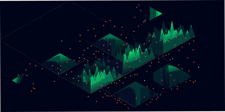 geometric mountain peaks on dark background triangle