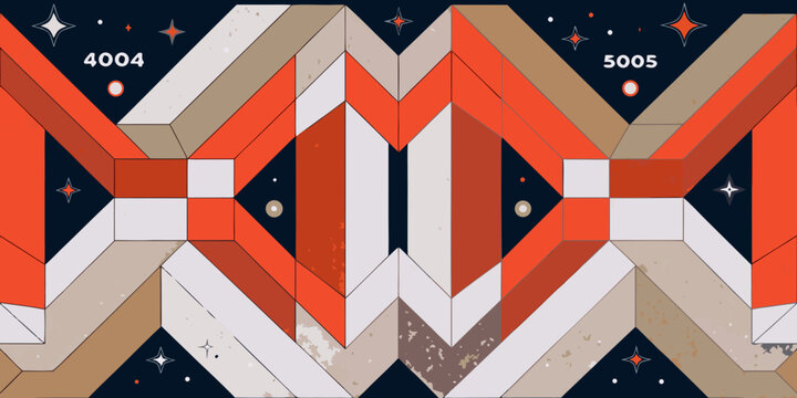 geometric pattern with stars and numbers triangle