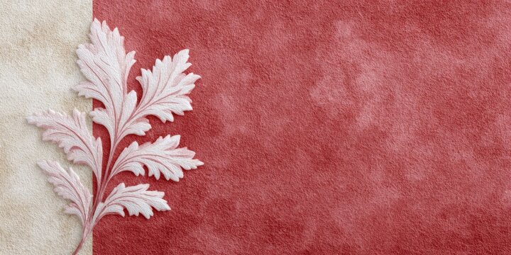 a vintage painted texture, a damask pattern overlay, a red and beige color palette
