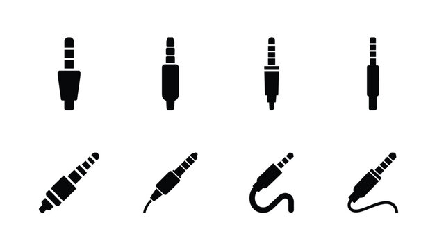 Audio jack vector set, Headphone plug and TRS connectors vector