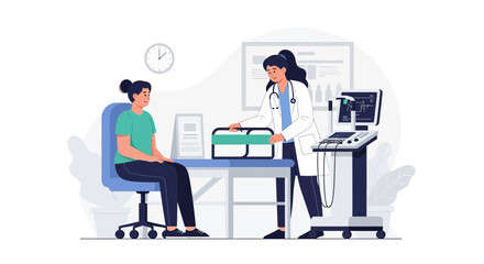 Fototapeta premium Medical Consultation Scene Showing Doctor Analyzing Patient's Health in Clinic Office
