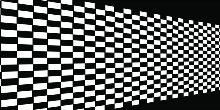Classic black and white checkered racing flag pattern. Seamless checkerboard background for sports and design.