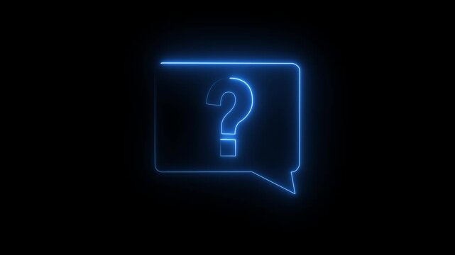 Speech bubble with question mark and icon animation glowing neon pink color symbol message with question mark sign symbol on black background.4k video animation .