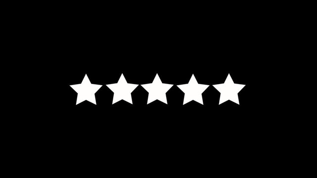 5 star rating concept animation on the background ,star review concept.on black backgraund . 4k video animatio.