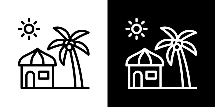Resort Icon Set Vector Collection Isolated In Black And White